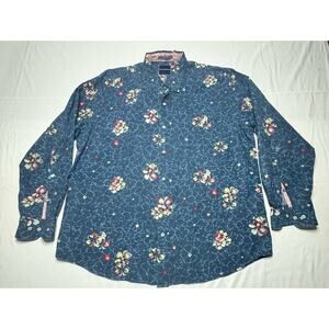 Tommy Bahama Men's Long Sleeve Blue Floral Button Up Shirt - Size XL